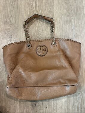 Tory Burch Tan Leather Chain Tote and wallet